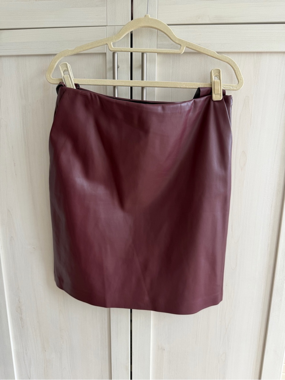 Theory Burgundy Faux Leather Mini Skirt